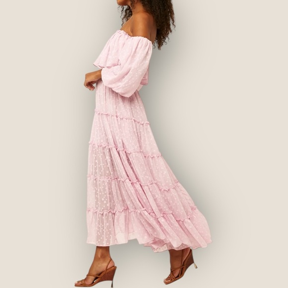 Misa | Cassandra Off-Shoulder Tiered Maxi Dress | Size XS (Fits S) | NWT - Picture 2 of 11